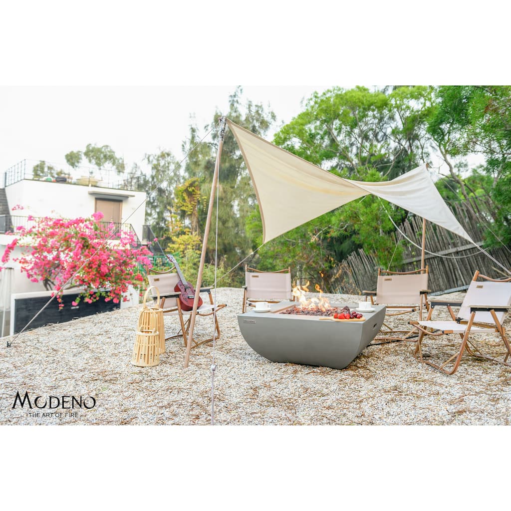 Modeno Westport 50,000 BTU Light Grey Concrete Natural Gas Fire Table with Lava Rocks & Cover - 34 x 34 x 14