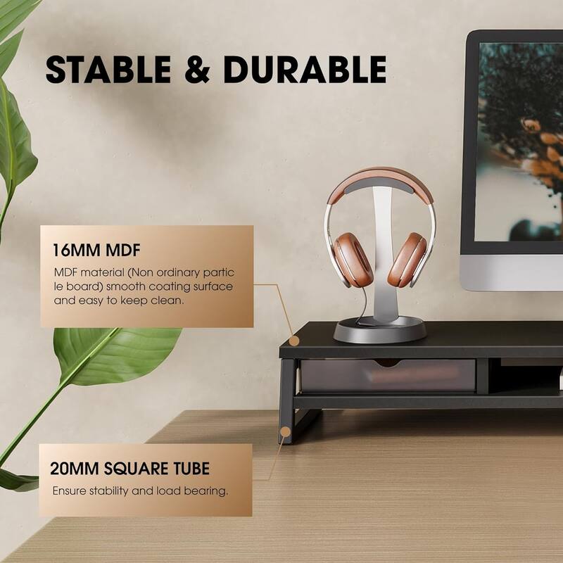 Fenge Dual Monitor Stand Riser for Desk, 42.5in Large Monitor Stand for 2 Monitor - 42.5x9.2x5.4 inches