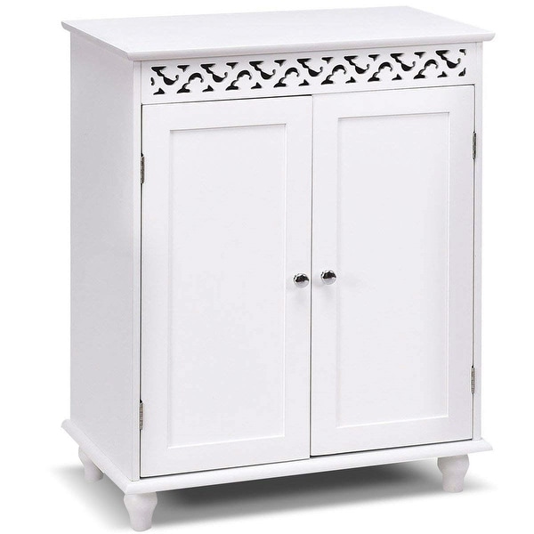 Shop White Modern 2-Door Bathroom Storage Floor Cabinet ...