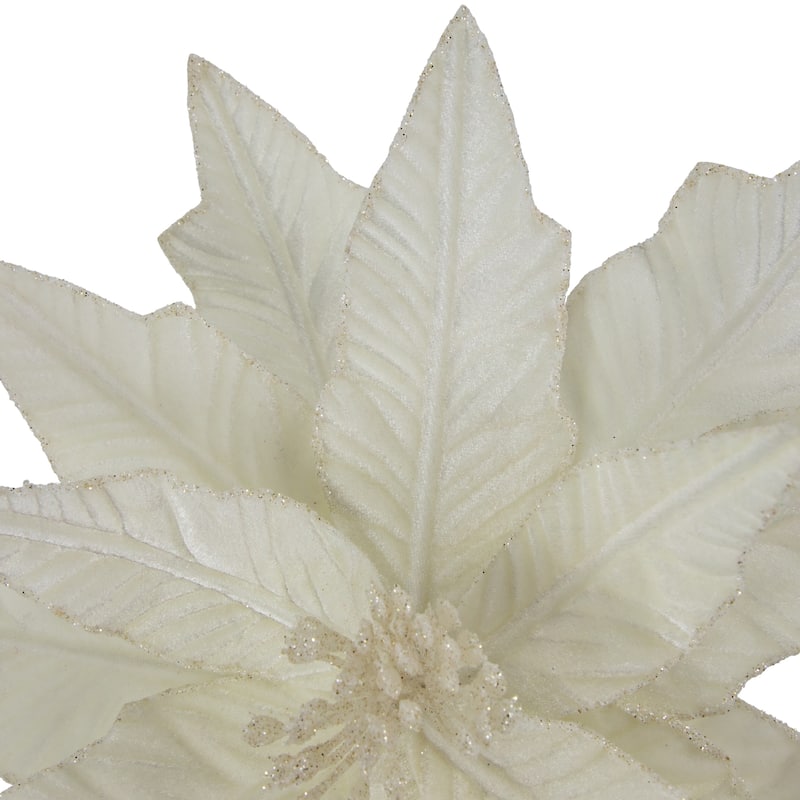 24" Cream Glittered Poinsettia Christmas Pick - 24