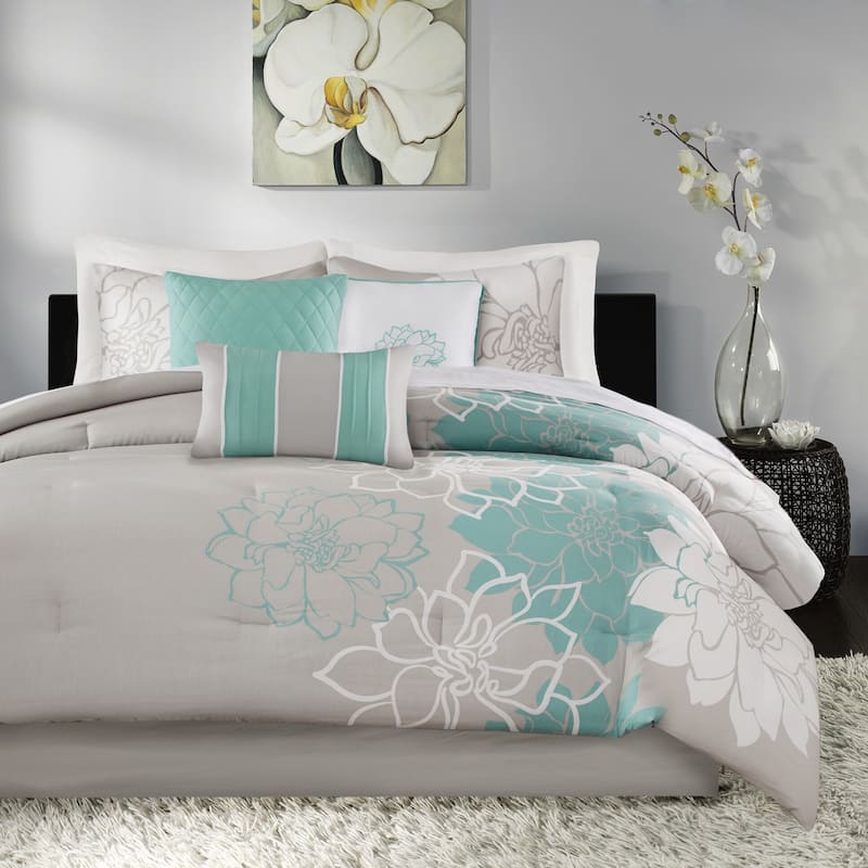 Madison Park Brianna Aqua Cotton Comforter Set - Twin - Twin XL
