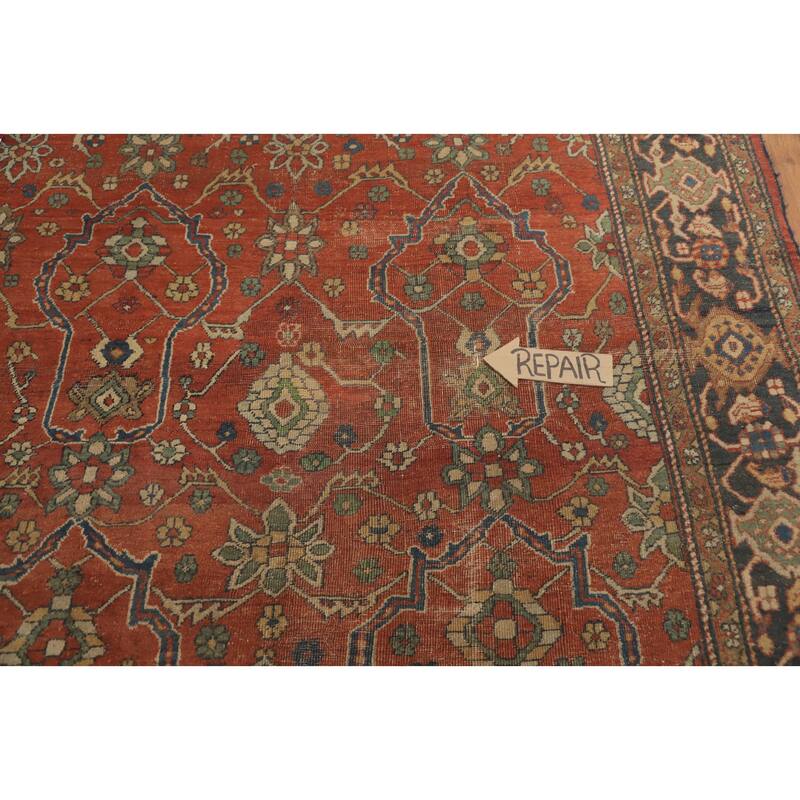 Hand Knotted Oriental 100% Wool Carpet Traditional Floral Oranges & Rust Sultanabad Area Rug - 9' 9'' X 8' 9''