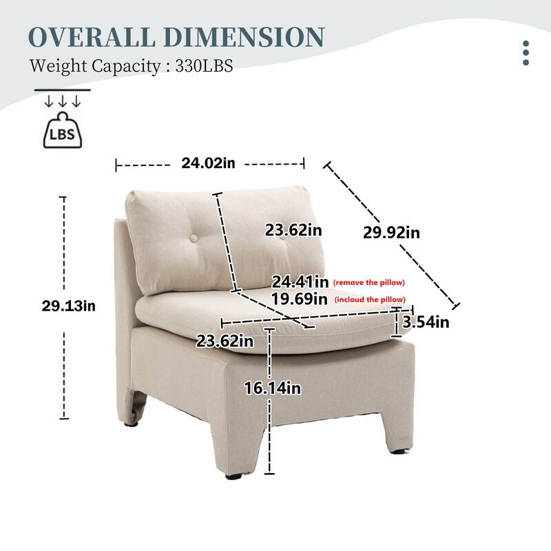 Cushioned deep seat, single lazy chair for Living room