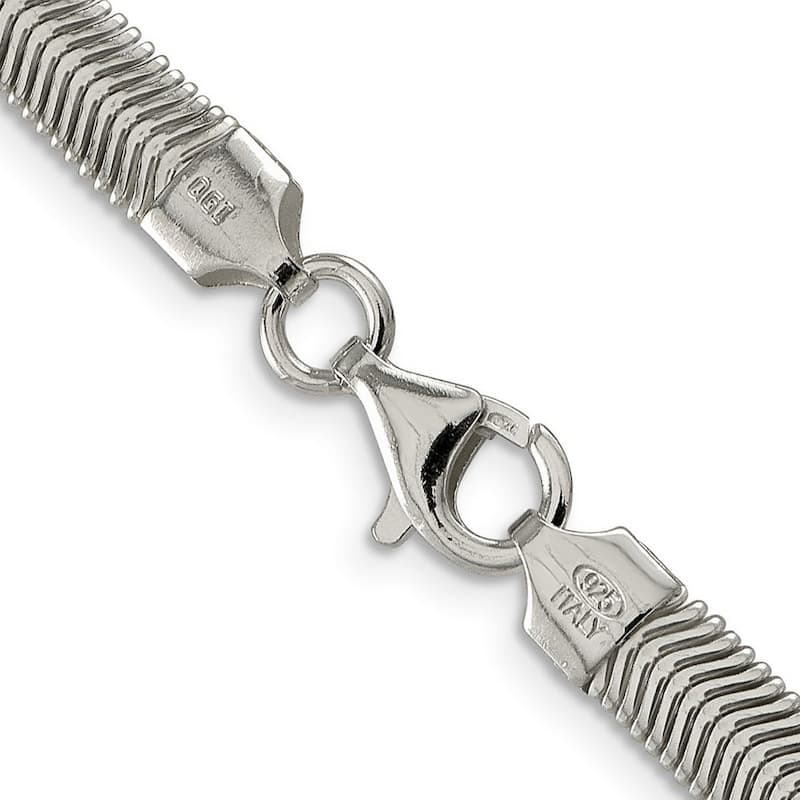 Curata 925 Sterling Silver 6.25mm Flat Oval Snake Chain Necklace for Men