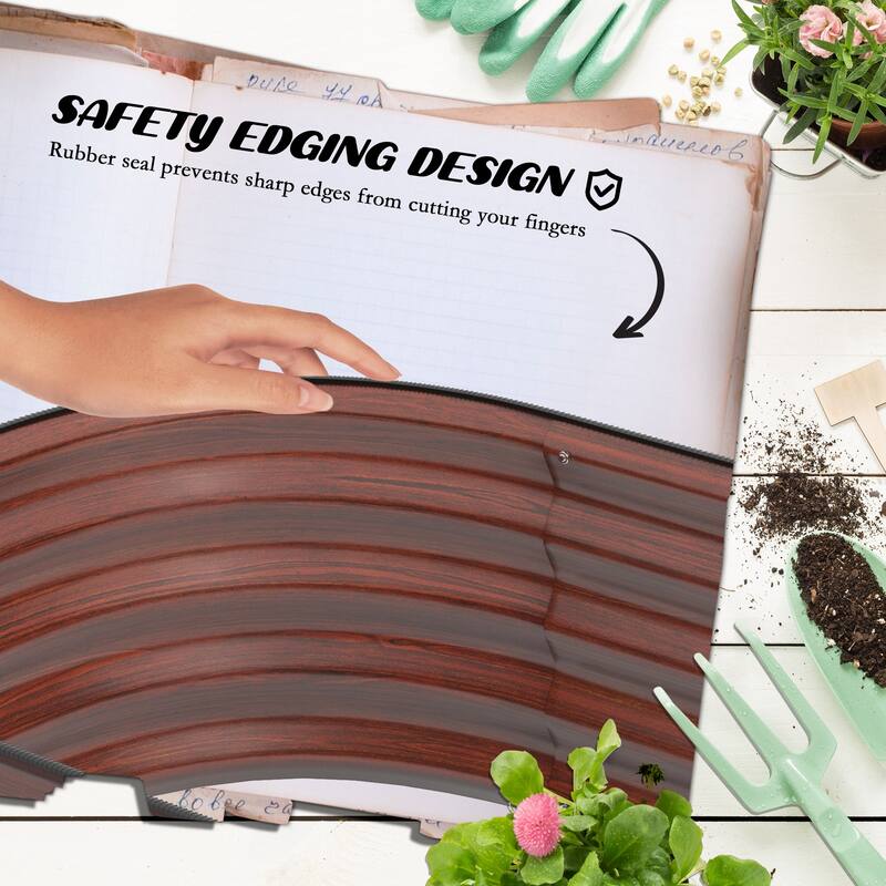 Modern Minimalist Garden Bed with Safety Edging, Easy DIY Stock Tank, for Growing Flowers Herbs Vegetables, Brown - 8' x 10'