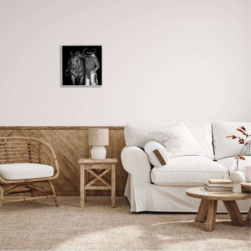 Stupell Dark Horse & Cowboy Framed Giclee Art Design by PBurchettePhoto