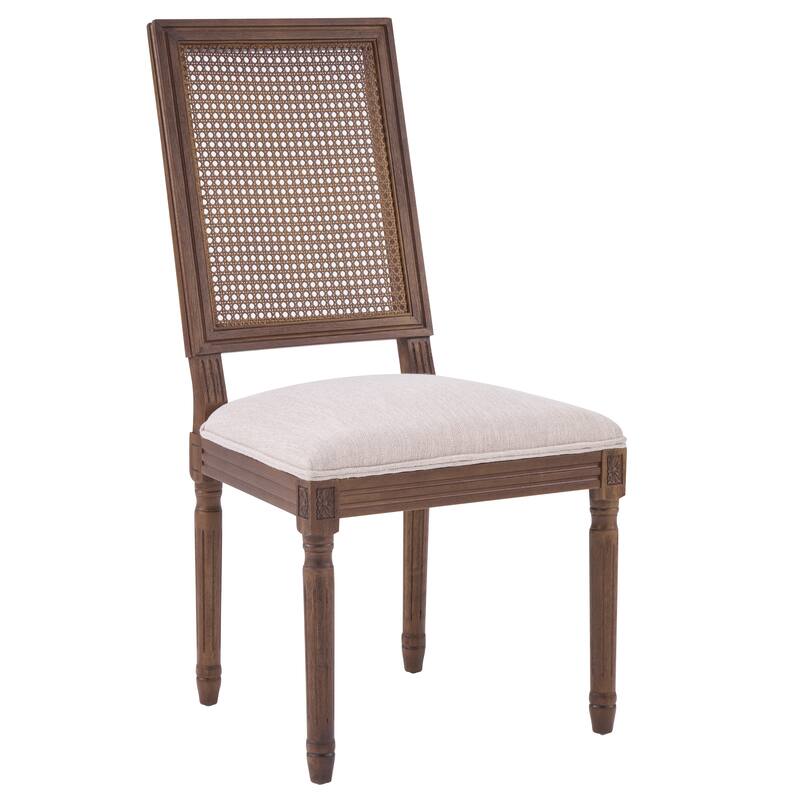 Christopher Knight Home - French Country Dining Chairs Set with Elegant Cane Backrest & Upholstered Seats with Fluted Legs