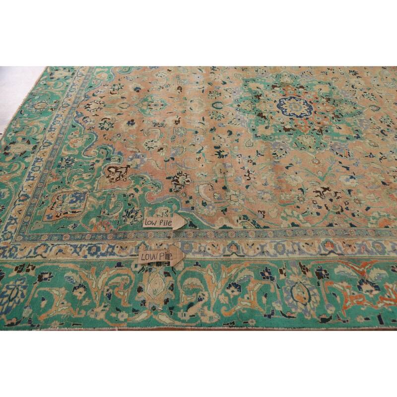 Hand Knotted Oriental 100% Wool Carpet Traditional Floral Coral Mashad Area Rug - 11' 3'' X 8' 11''
