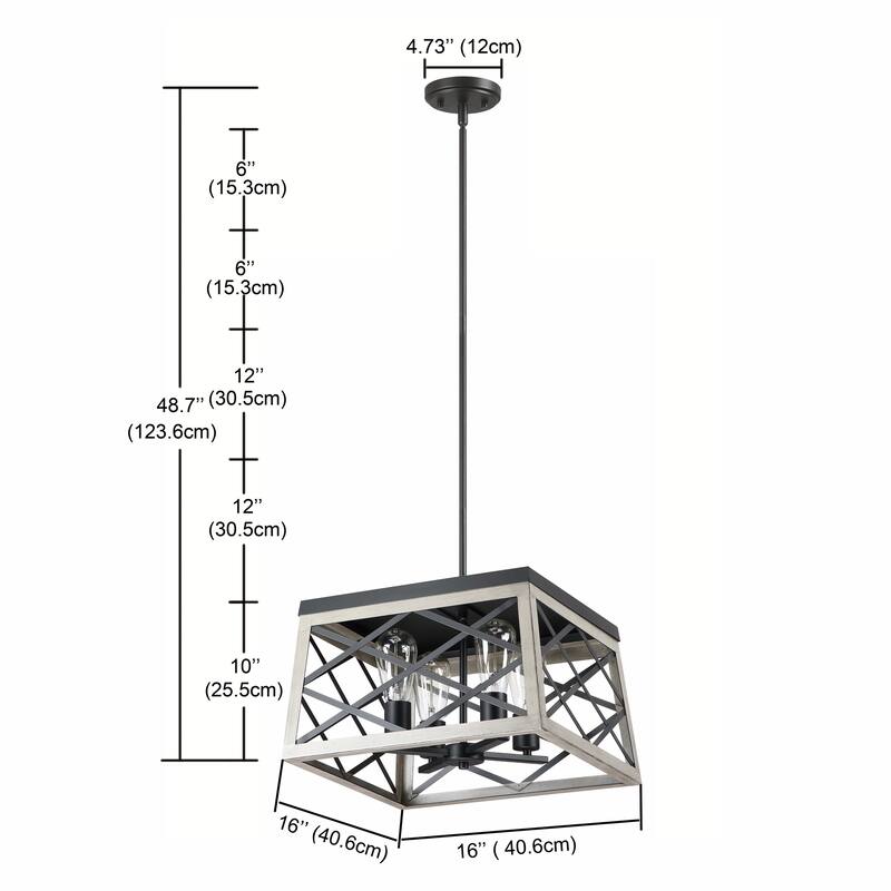 Industrial Modern 4 Light Geometric Pendant Hanging Light