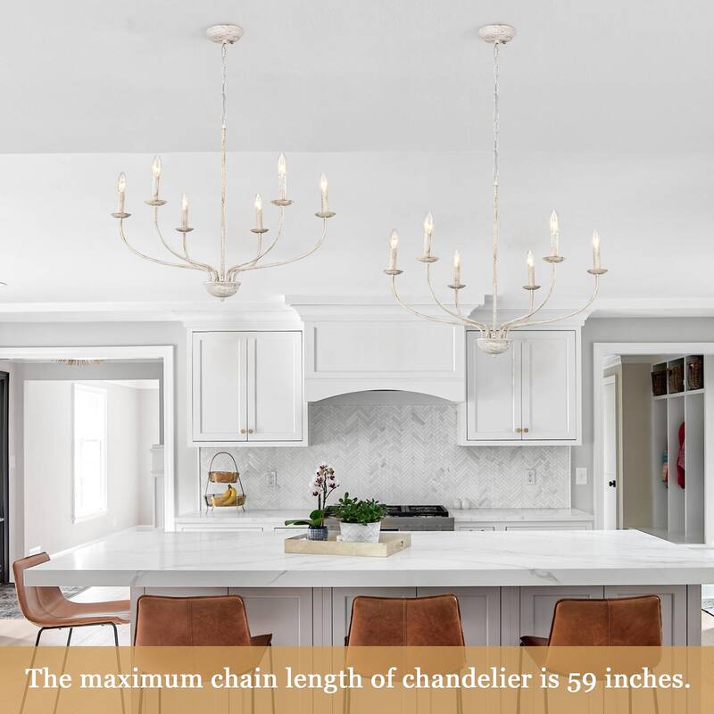 6-Light Farmhouse Candle Chandelier Modern Hanging Lamp for Living Room Kitchen Hallway Entryway - N/A