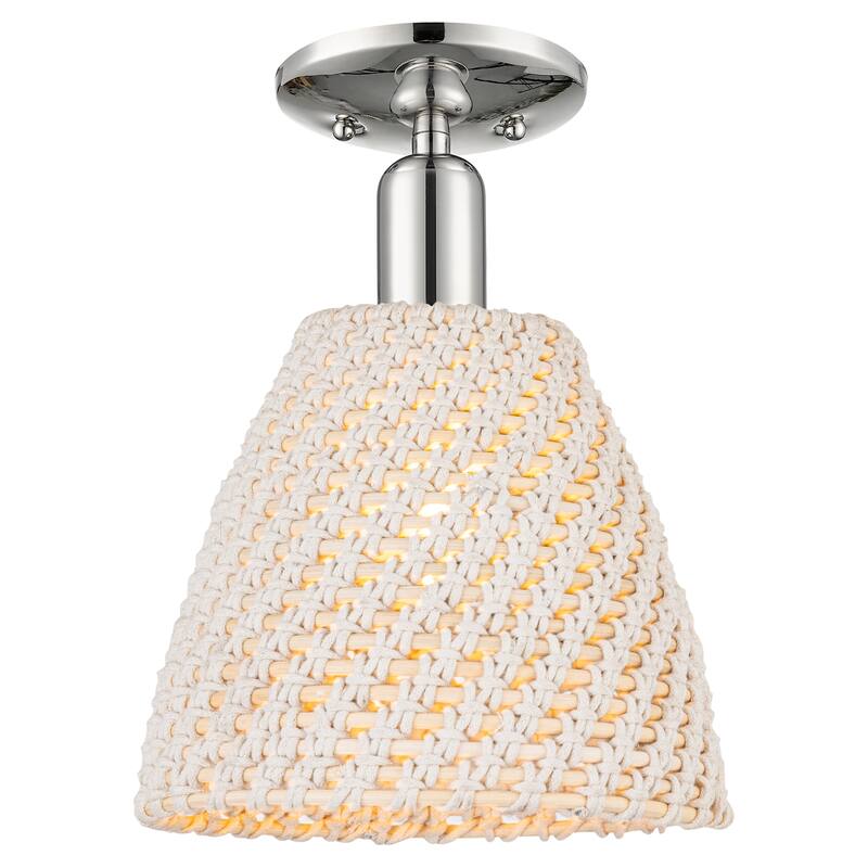 Innovations Lighting Downtown Urban - Natural Ballston Dome - 1 Light 9" Semi-Flush Mount Light - Natural Shade/Polished Nickel