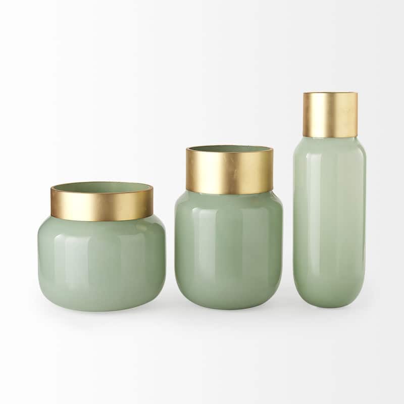 Green Abstract Crystal Glass Vase for Modern Home Decor