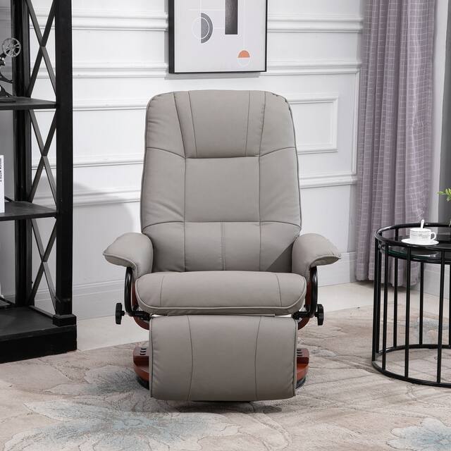 Faux Leather Adjustable Manual Swivel Base Recliner Chair with