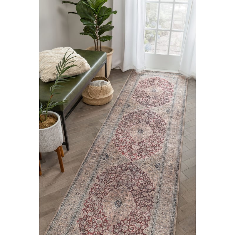 Well Woven Lotus Tonti Vintage Medallion Oriental Washable Area Rug