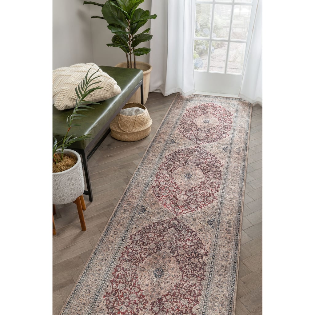 Well Woven Lotus Tonti Vintage Medallion Oriental Washable Area Rug