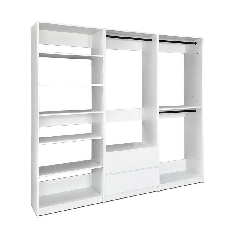 Prosper White Freestanding Walk in Wood Closet System - 94.2"W x 15.7"D x 83" H