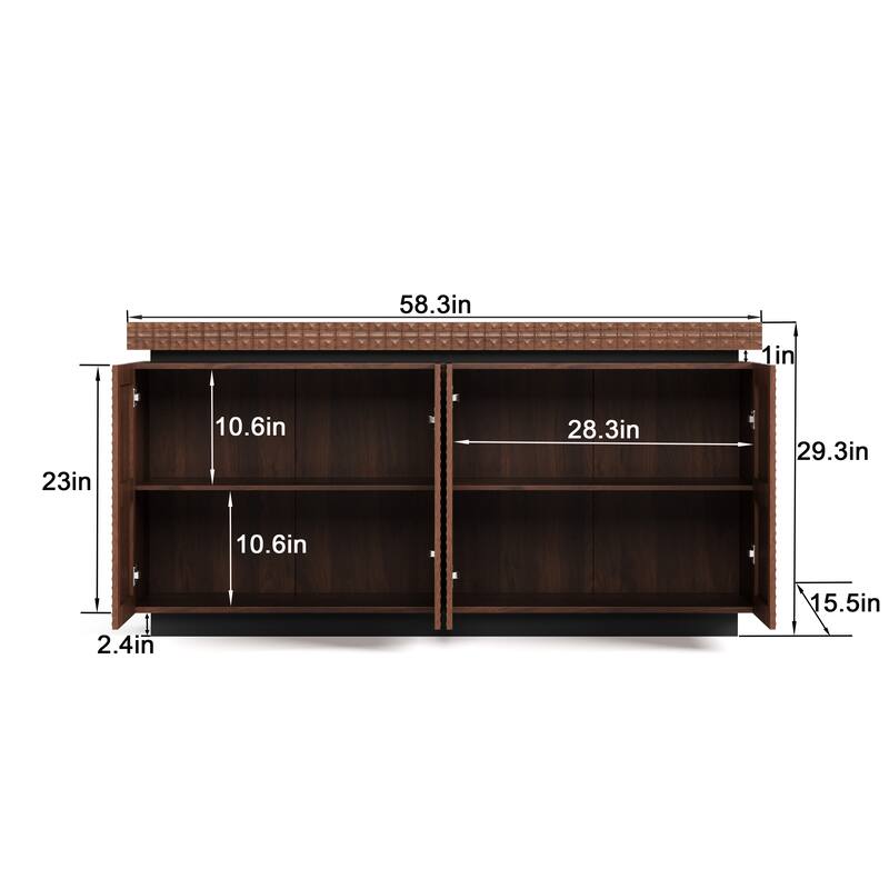Modern Luxurious Floor Cabinet Buffet with Foldable Door and Freestanding Anti-Dumping, for Kitchen, Living Room Entryway