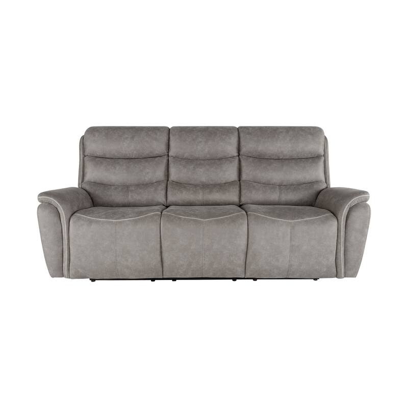 Folu Power Reclining Sofa, 86 Inch, Gray Fabric Upholstery, USB Ports