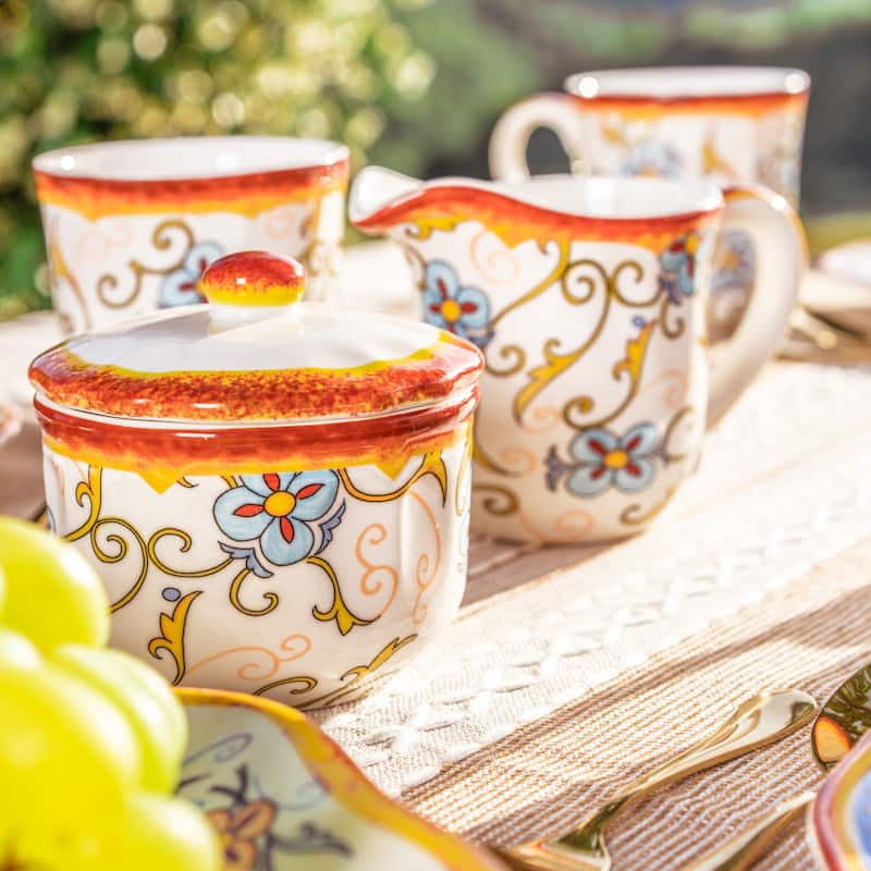 Euro Ceramica Duomo 3 Piece Breakfast Accessory Set - Sugar & Creamer & Butter Dish