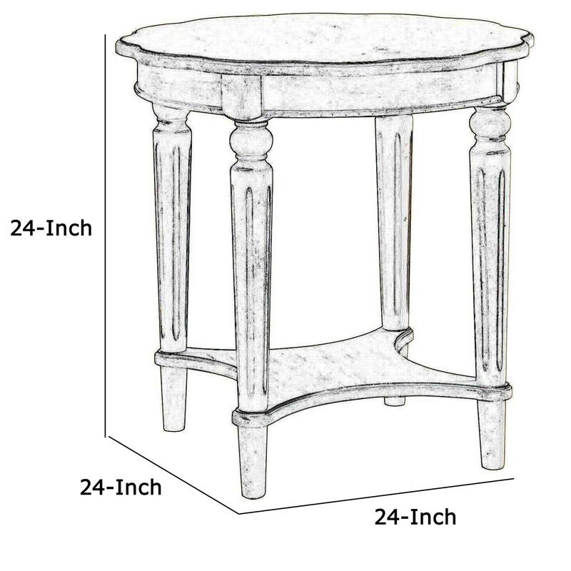 24 in. Antique White Round Wood End Table, Sturdy Build End Side Table for Living Rooms