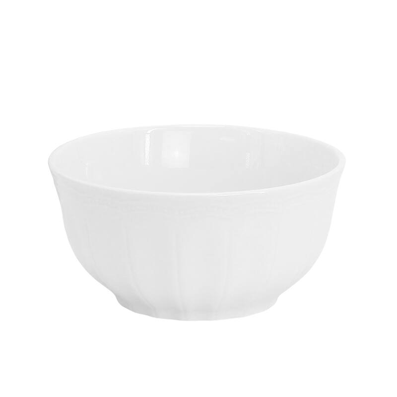 12 Piece Fine Ceramic Embossed Dinnerware Set in White