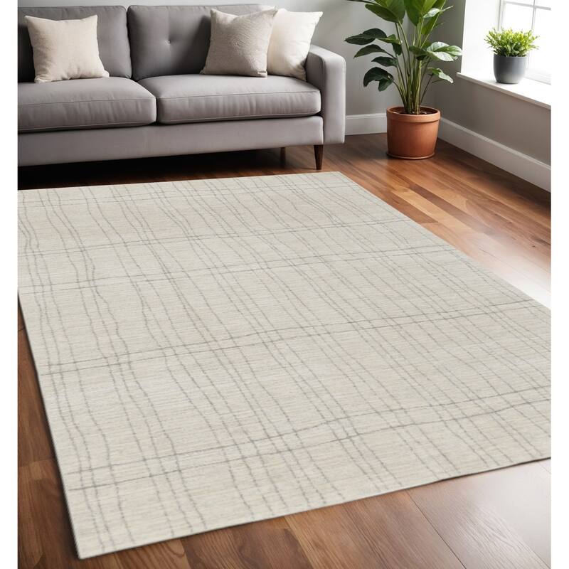 HomeRoots Abstract Scandinavian Rectangle Area Rug - 87.00 in. x 63.00 in.  x 0.59 in.