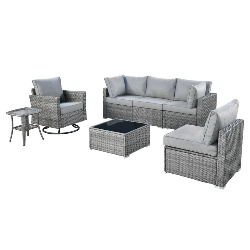 XIZZI 7-piece Patio Furniture Outdoor Sectional Set with Swivel Rocker
