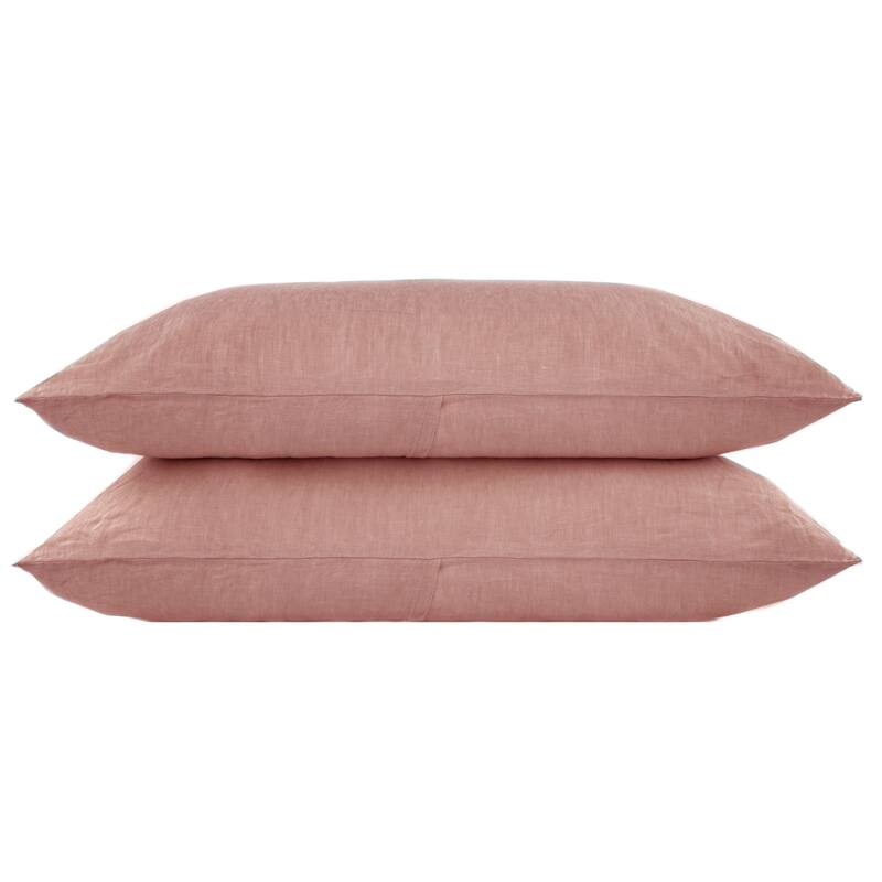 100% French Linen Pillowcase Set by BOKSER HOME - King - Clay