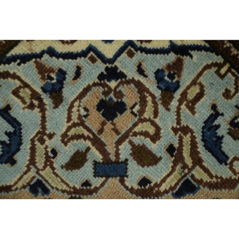 Hand Knotted Oriental 100% Wool Carpet Traditional Floral Beige & Ivories Kashan Area Rug - 9' 3'' X 6' 2''
