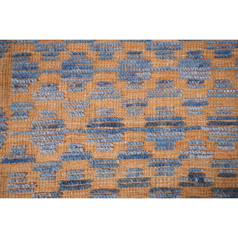 Blue Moroccan Oriental Large Area Rug Hand-Knotted Wool Carpet - 12'0" x 15'7"