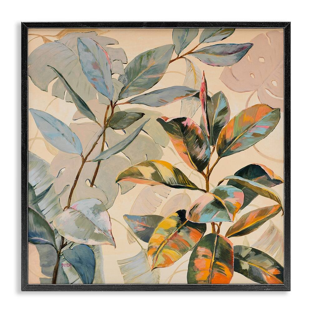 Stupell Tropical Leaves Warm Tones Framed Giclee Art Design By Dusza