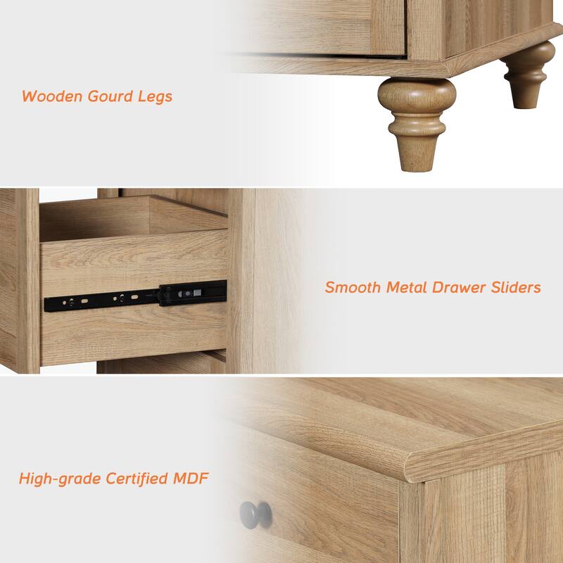 Oak Bookcase with Doors, Large Wood Farmhouse Book Case Shelf