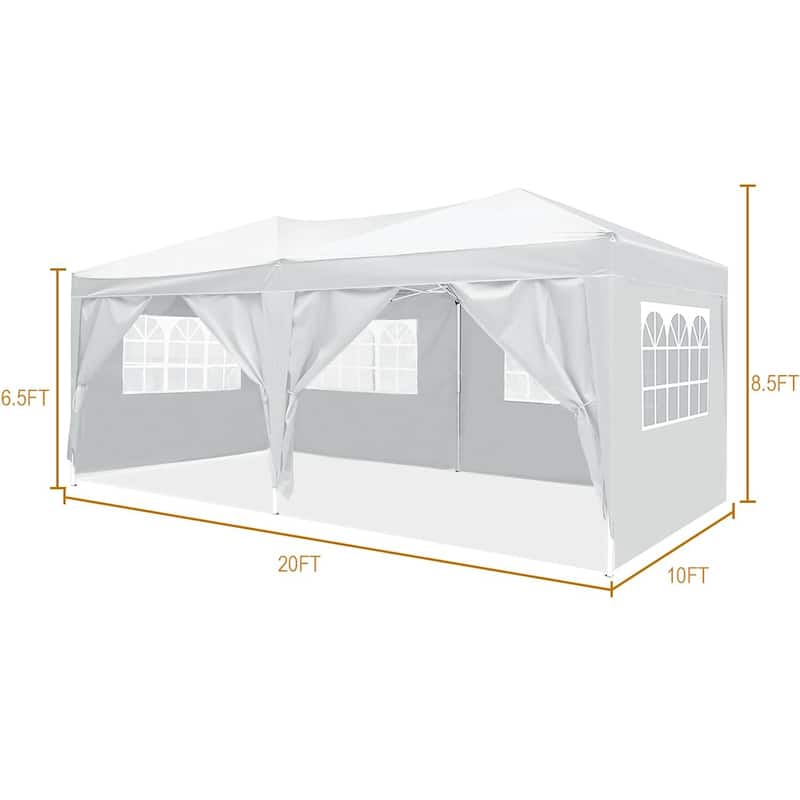 10'x20' Folding Canopy with 6 Removable Sidewalls Outdoor Event Shelter UPF 50+ Gazebo Portable Tents for Parties Beach Camping