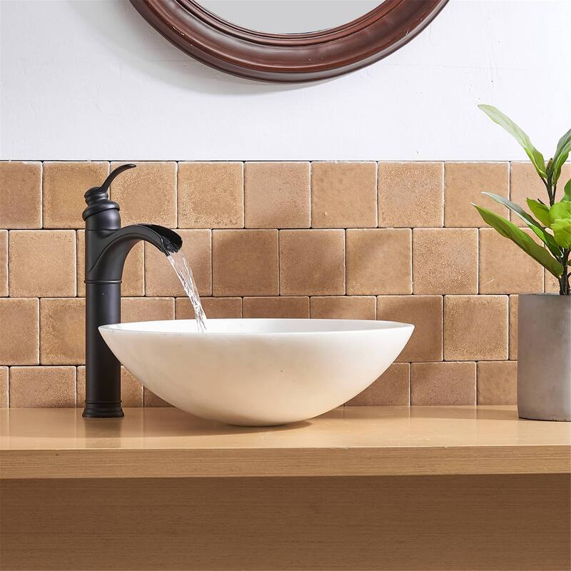 Waterfall Bathroom Vessel Faucet With Drain Assembly Single Handle Bathroom Vessel Sink Faucets One Hole Modern High Basin Taps