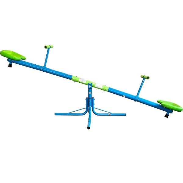slide 2 of 10, Swivel Teeter Totter For Age 5-8, 360 Degrees Rotating Seesaw Sit And Spin Teeter Totter, Outside Playground Equipment blue