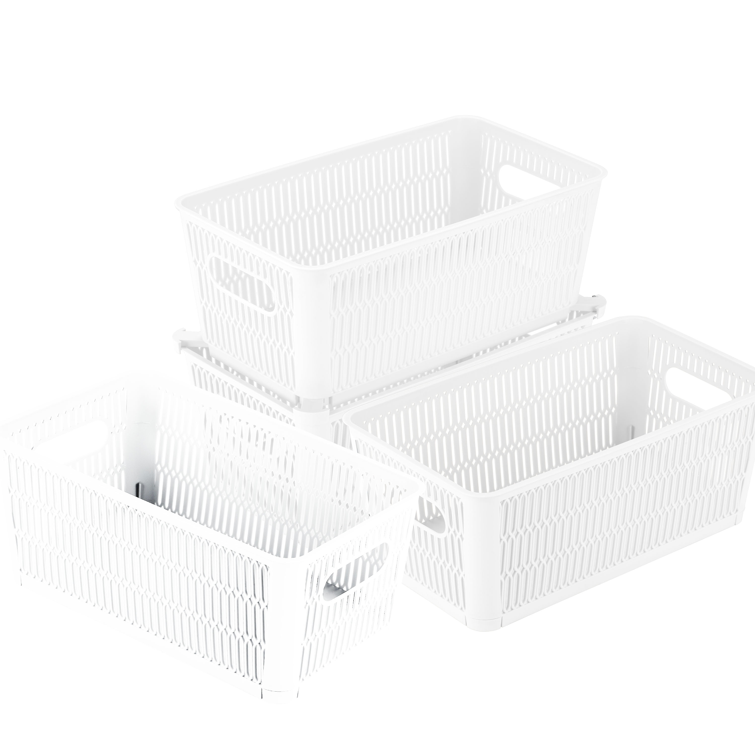 Simplify 4 Pack Slide 2 Stack It Storage Tote Baskets - Black - Small