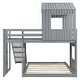 preview thumbnail 28 of 44, Playhouse-inspired Style Twin Over Full Wooden Bunk Bed,Loft Bed with Playhouse,Farmhouse, Ladder, Slide and Guardrails