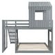 preview thumbnail 12 of 44, Wooden Twin Over Full Bunk Bed,Loft Bed Kids Bed with Playhouse,Farmhouse,Ladder,Slide and Guardrails