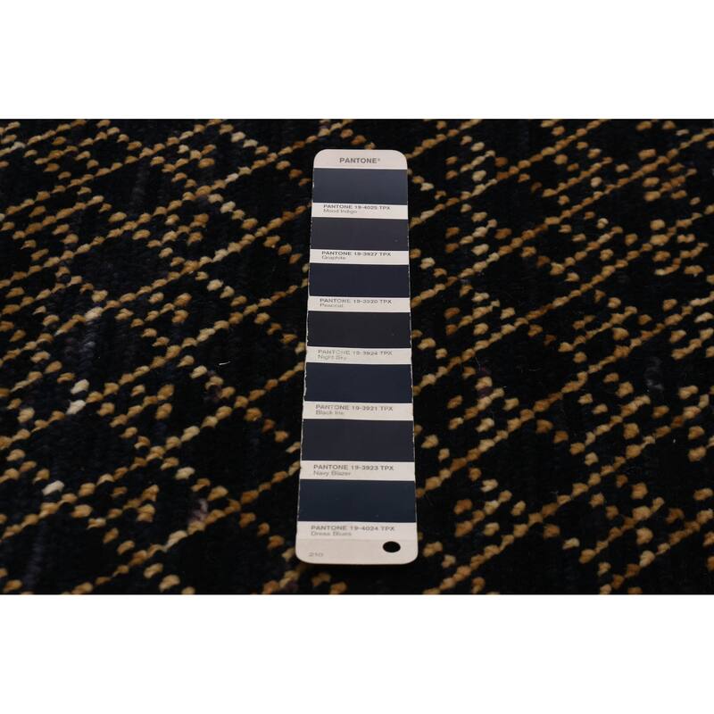 ECARPETGALLERY Hand-knotted Silk Shadow Black, Dark Gold Wool Rug - 6' 5" x 9' 10"