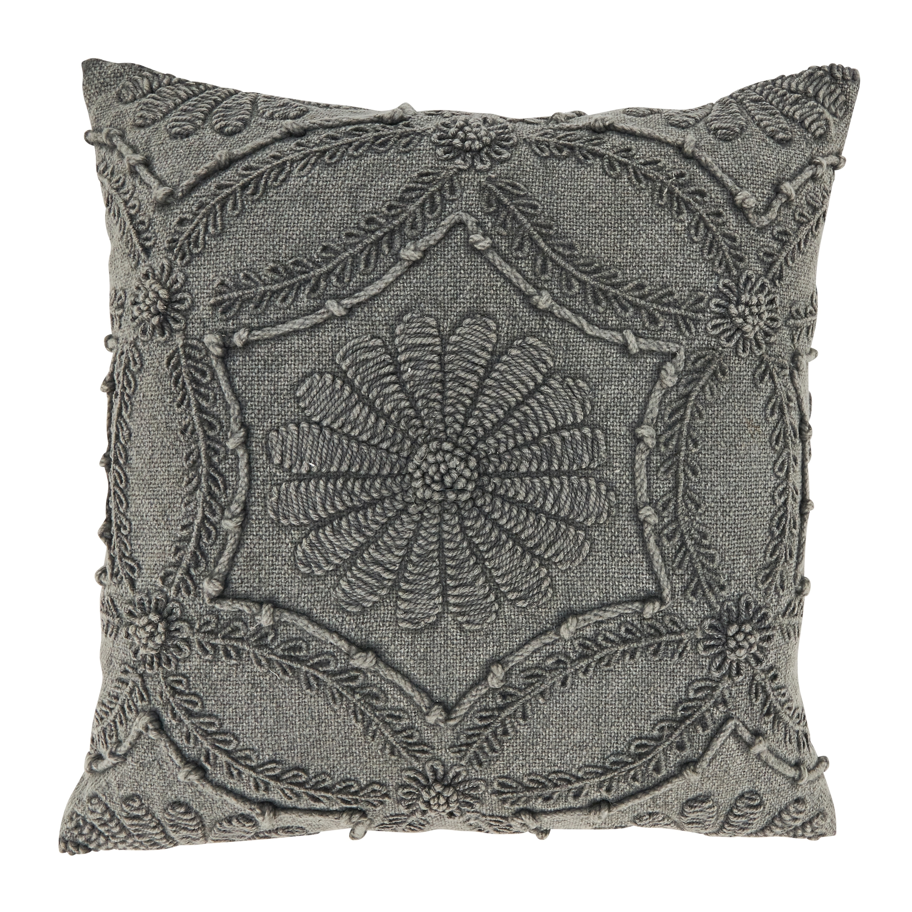 Embroidered Mosaic Delight Throw Pillow