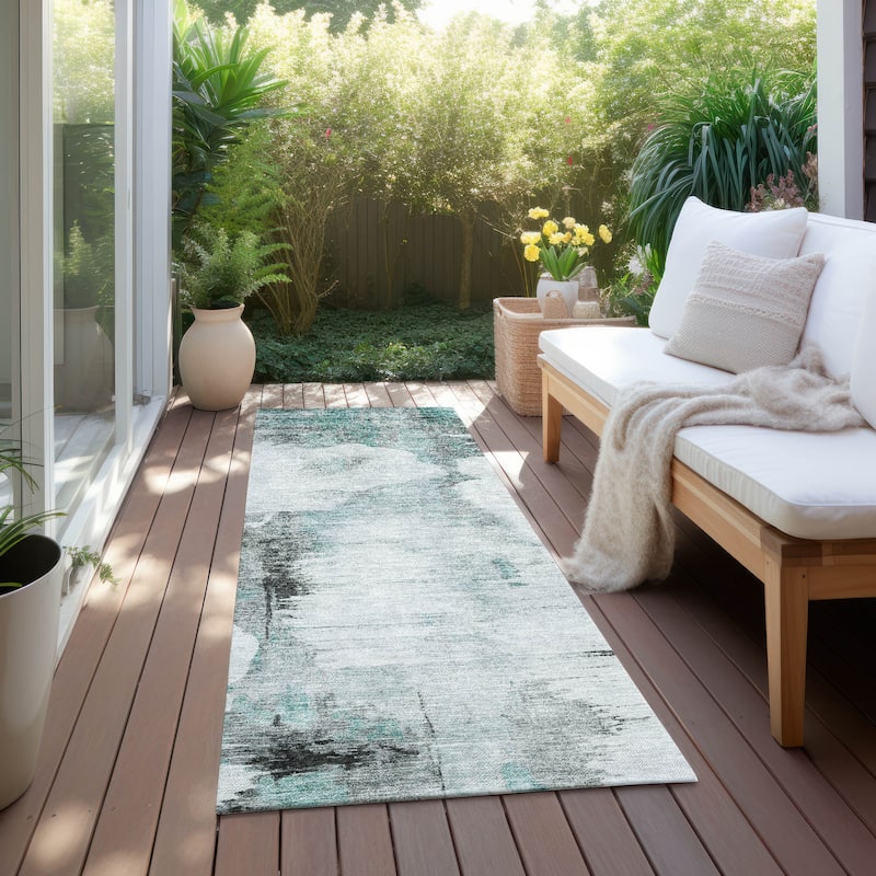 Machine Washable Indoor/ Outdoor Chantille Abstract Cloud Rug