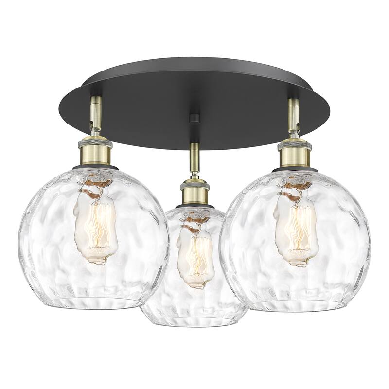Innovations Lighting Athens Water Glass - 3 Light 20" Flush Mount
