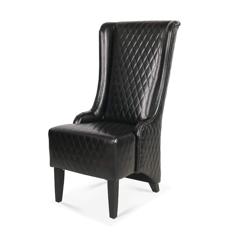 23" Wide Faux Leather High-Back Accent Chair Living Room Chair with Soft Padded Seat, Wooden Legs, Stylish Wingback Chair