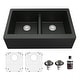 preview thumbnail 1 of 61, Karran Farmhouse Apron Front Quartz Double Bowl Kitchen Sink Kit Black