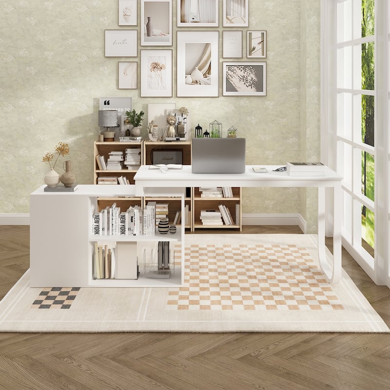 55-inch Timechee L-shaped Storage Computer Desk