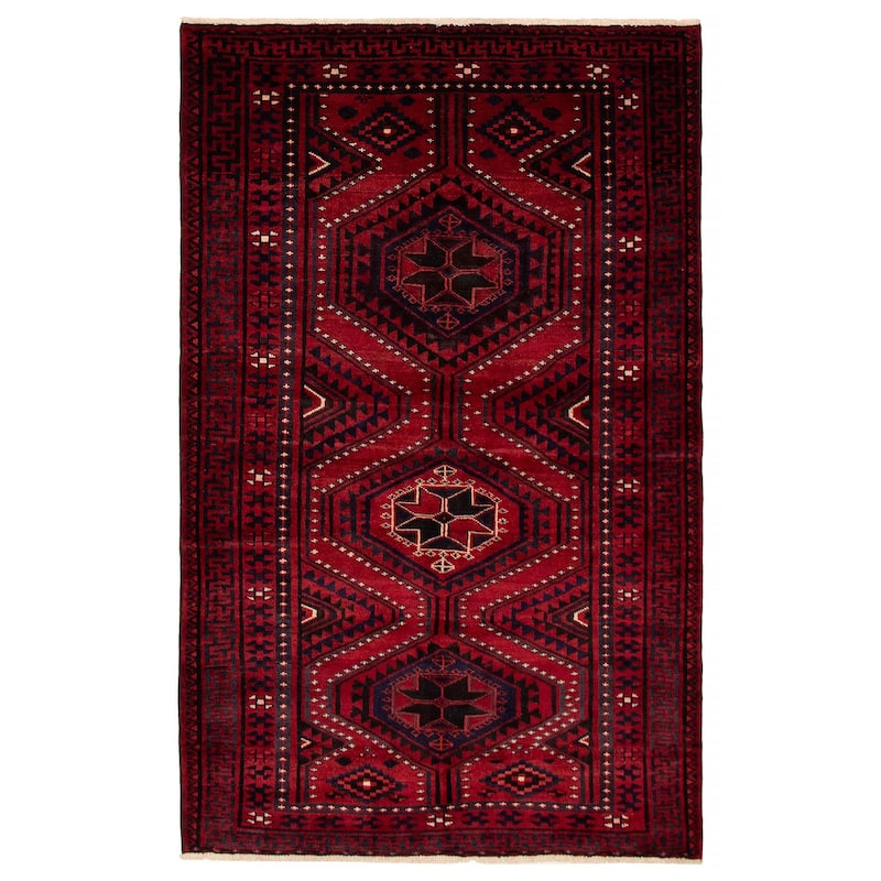 ECARPETGALLERY Hand-knotted Melis Vintage Red Wool Rug - 5'2 x 8'4 - Dark Red - 5'2 x 8'4