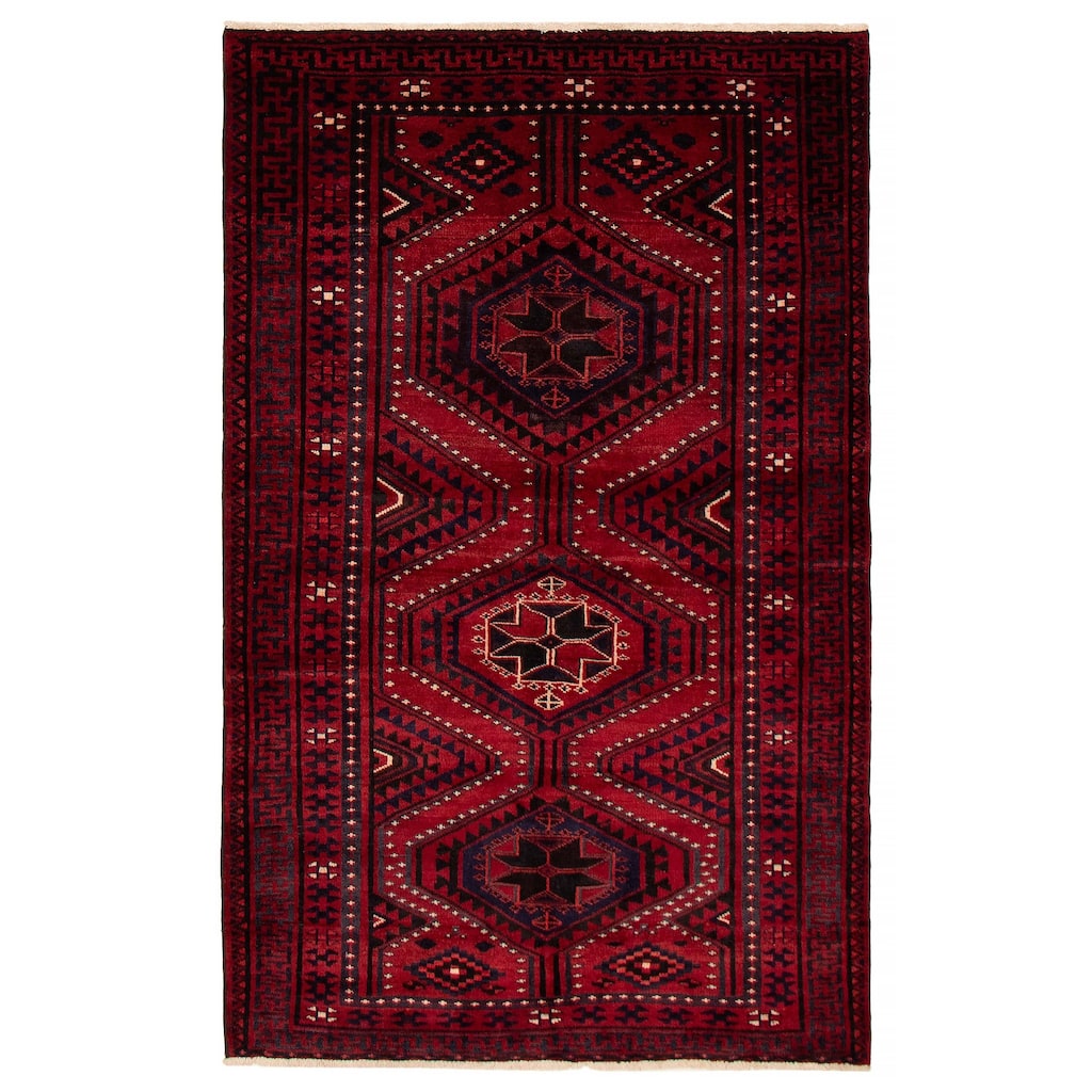 ECARPETGALLERY Hand-knotted Melis Vintage Red Wool Rug - 5'2 x 8'4