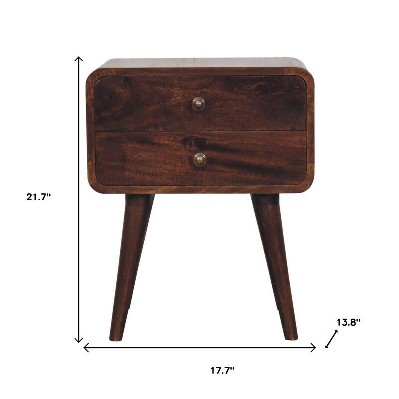HomeRoots 22" Chestnut Solid Wood Two Drawer Nightstand