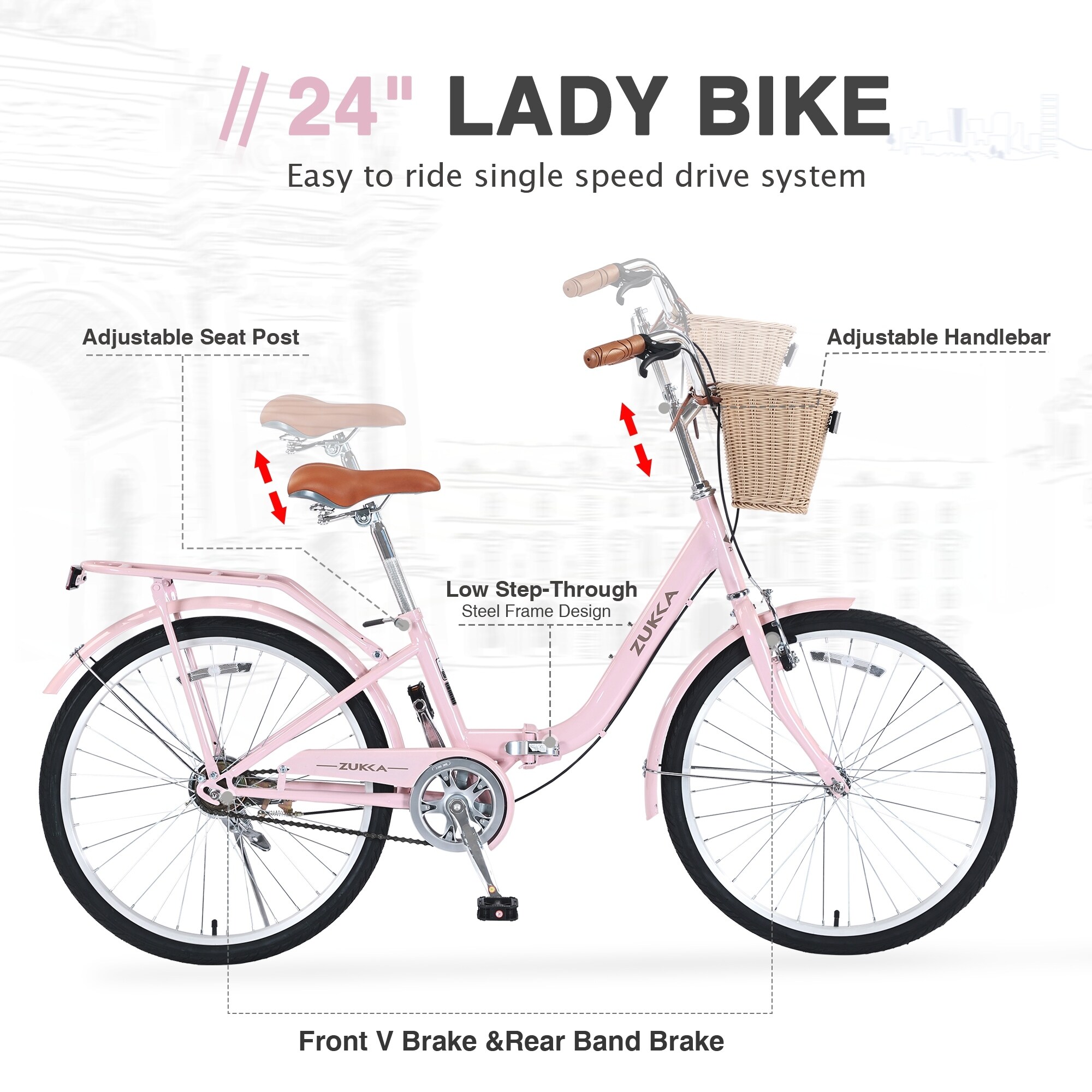 24 Inch Single Speed Folding Lady Bike - Overstock - 42974245
