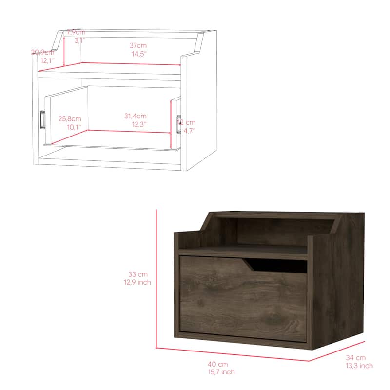 Floating Nightstand Chester, Bedroom, Light Gray,High quality and durable
